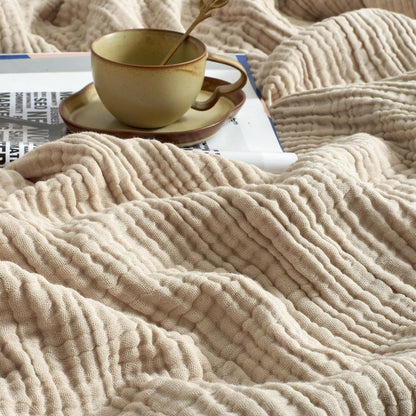 6-Layer Pure Cotton Gauze Towel Blanket, All-Cotton Bubble Gauze Towel Blanket, Single/Double Air-Conditioning Summer Cooling Blanket, Thin Quilt