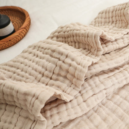 6-Layer Pure Cotton Gauze Towel Blanket, All-Cotton Bubble Gauze Towel Blanket, Single/Double Air-Conditioning Summer Cooling Blanket, Thin Quilt